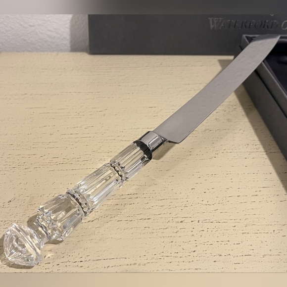Rare Vintage Waterford Lismore Offset Cake Knife & Server Set  NIB Wedding Ready - Picture 4 of 9